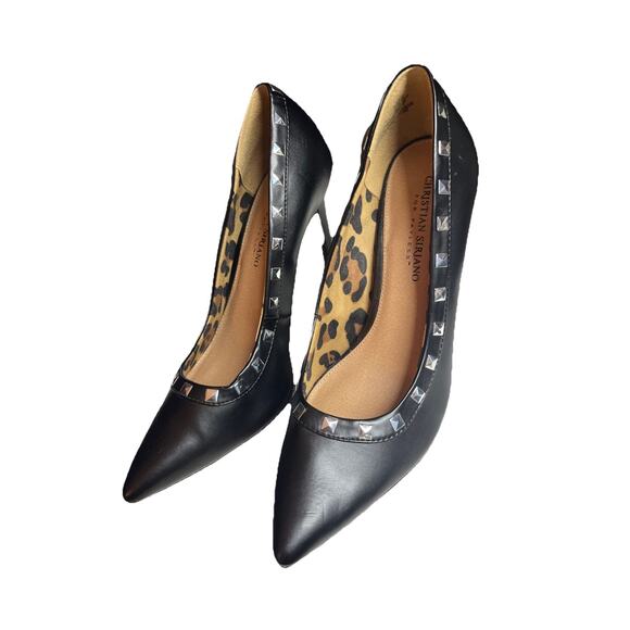 Stiletto Studded 4" Heels 9 Pointed Toe Black Rockstud Christian Siriano Habit - Picture 2 of 13